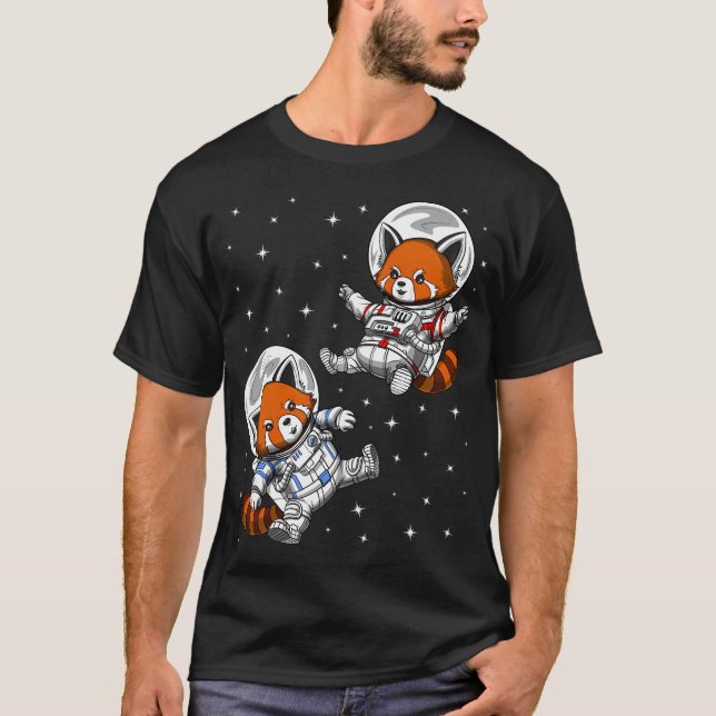 Red Panda Bear Astronauts T-Shirt (Front)