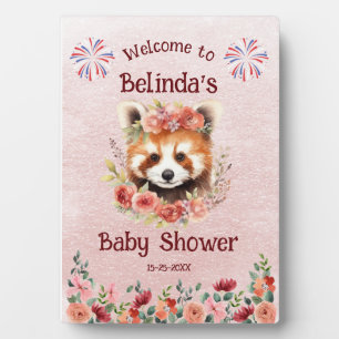 Red Panda Bear Baby Shower Welcome Plaque