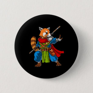 Red Panda Bear Ninja Samurai Warrior Funny Kung Fu 6 Cm Round Badge