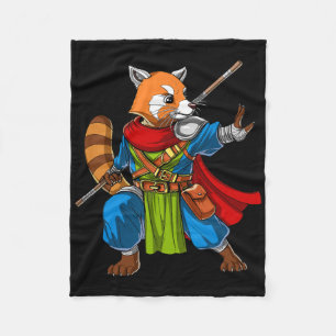 Red Panda Bear Ninja Samurai Warrior Funny Kung Fu Fleece Blanket