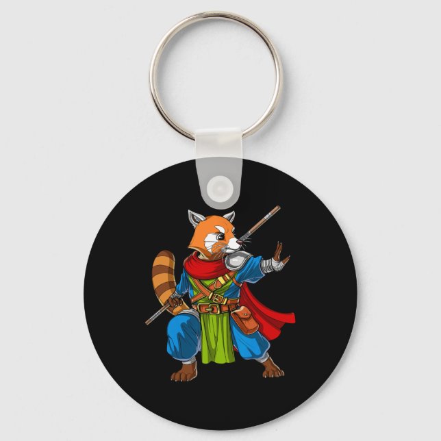 Red Panda Bear Ninja Samurai Warrior Funny Kung Fu Key Ring (Front)