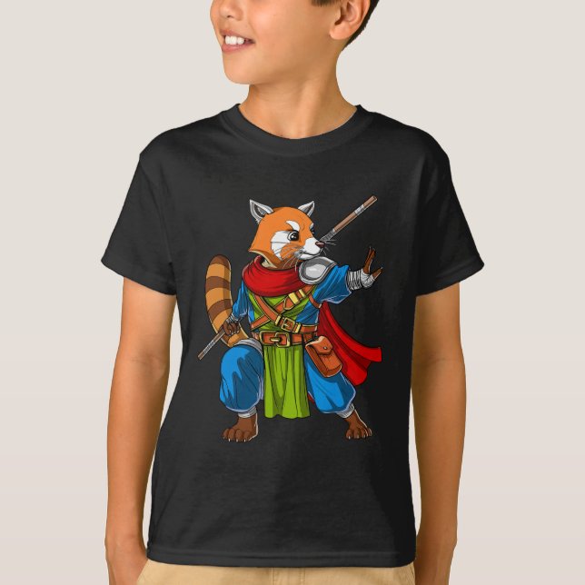 Red Panda Bear Ninja Samurai Warrior Funny Kung Fu T-Shirt (Front)
