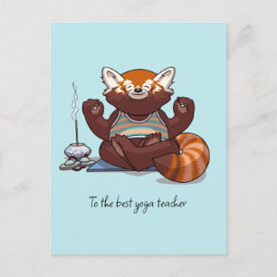 Red Panda Best Yoga Teacher Thank You Artwork Postcard