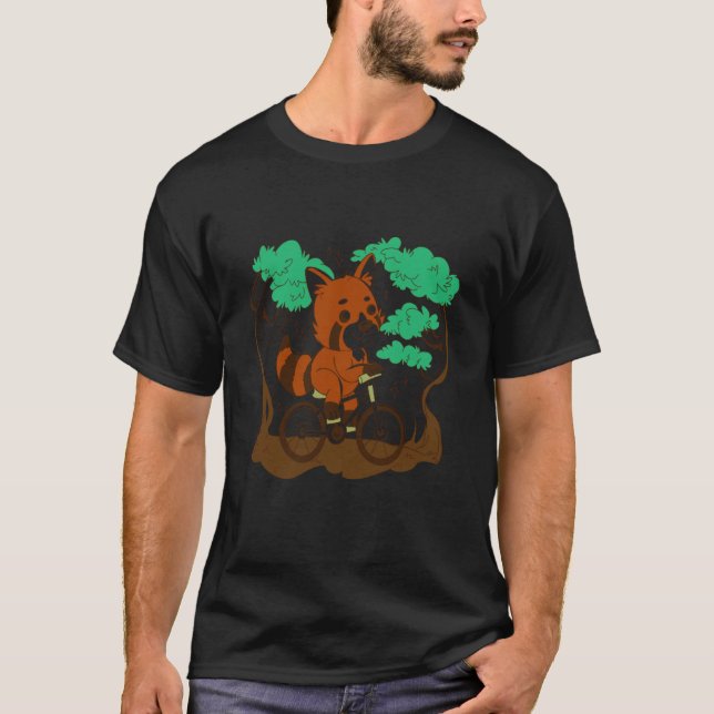 red panda bicycle bike cycling cyclist biking bike T-Shirt (Front)