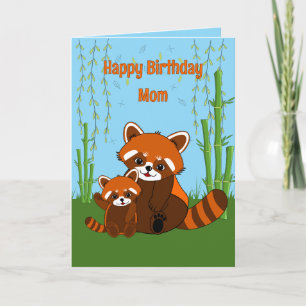 Red Panda Birthday Folded Greeting Card