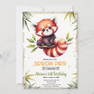 Red Panda Birthday Invitation