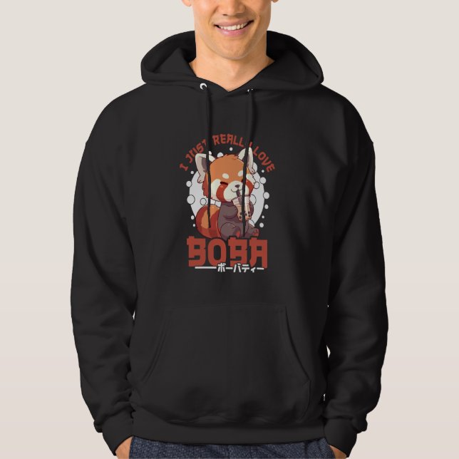 Red Panda Boba Tea Kawaii Bubble Tea Red Panda Ani Hoodie (Front)