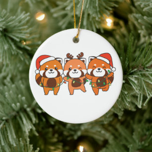 Red Panda Christmas Animals Cute Red Pandas Cerami Ceramic Tree Decoration