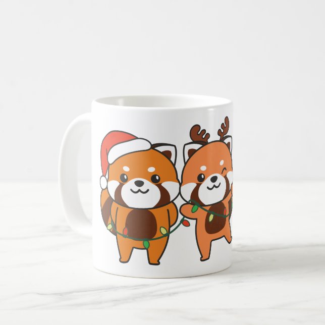 Red Panda Christmas Animals Cute Red Pandas Coffee Mug (Front Left)