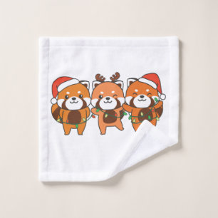 Red Panda Christmas Animals Cute Red Pandas Wash Cloth