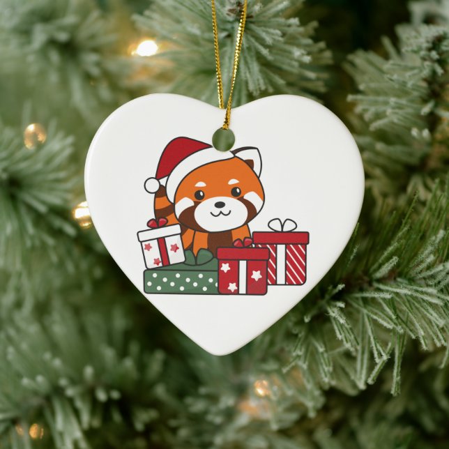 Red Panda Christmas Gift Winter Red Pandas Ceramic Tree Decoration (Tree)