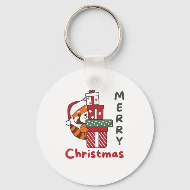 Red Panda Christmas Gift Winter Red Pandas Key Ring (Front)