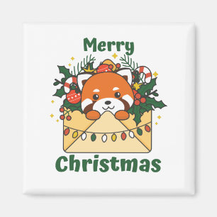 Red Panda Christmas Letter Winter Animals Pandas Magnet