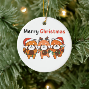 Red Panda Christmas Red Pandas Merry Christmas Cer Ceramic Tree Decoration