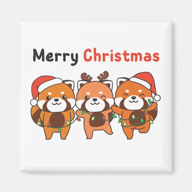 Red Panda Christmas Red Pandas Merry Christmas Mag Magnet (Front)