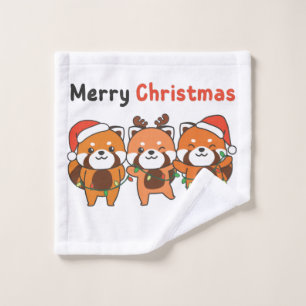 Red Panda Christmas Red Pandas Merry Christmas Wash Cloth