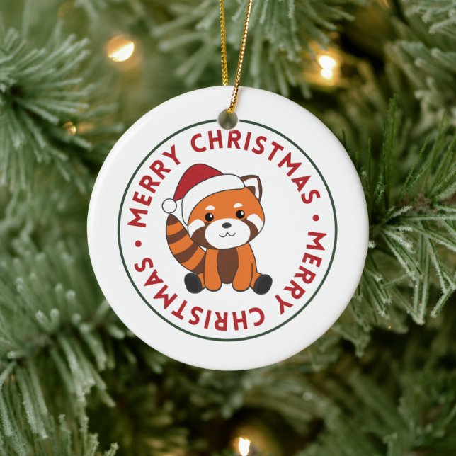 Red Panda Christmas Snow Winter Animals Pandas Cer Ceramic Tree Decoration (Tree)