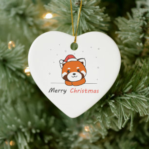 Red Panda Christmas Snow Winter Animals Pandas Ceramic Tree Decoration