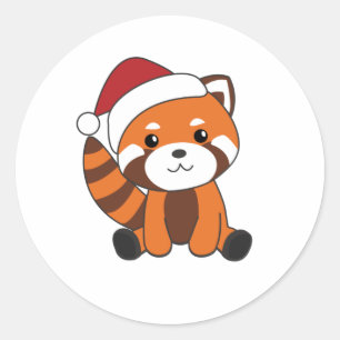 Red Panda Christmas Snow Winter Animals Pandas Classic Round Sticker