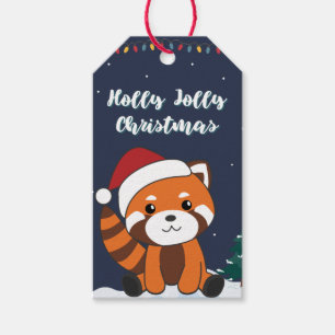 Red Panda Christmas Snow Winter Animals Pandas Gif Gift Tags