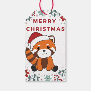 Red Panda Christmas Snow Winter Animals Pandas Gif Gift Tags
