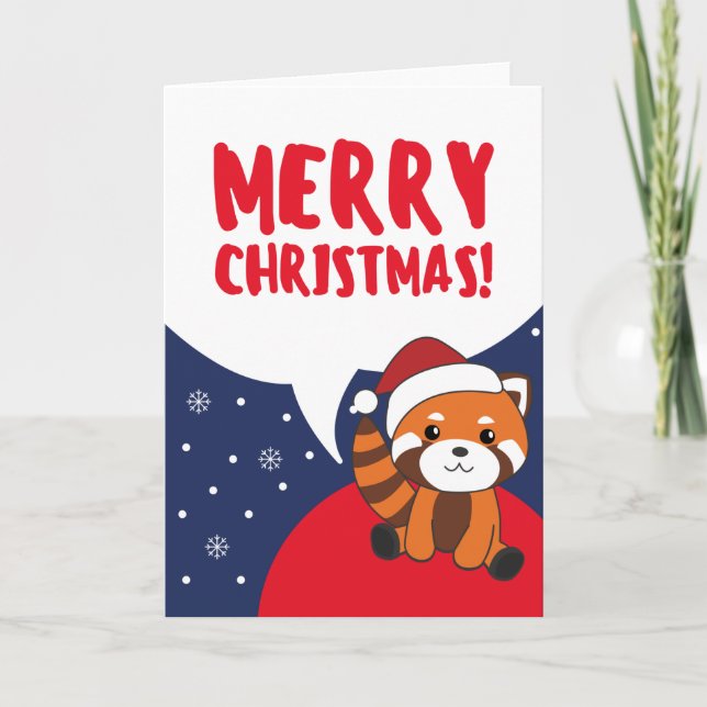 Red Panda Christmas Snow Winter Animals Pandas Hol Holiday Card (Front)