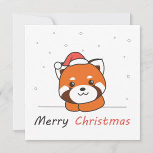 Red Panda Christmas Snow Winter Animals Pandas Invitation