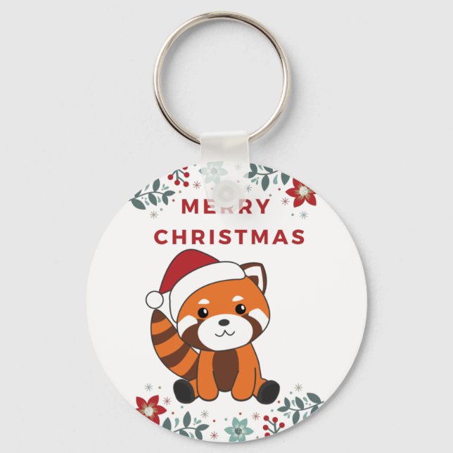 Red Panda Christmas Snow Winter Animals Pandas Key Ring (Front)