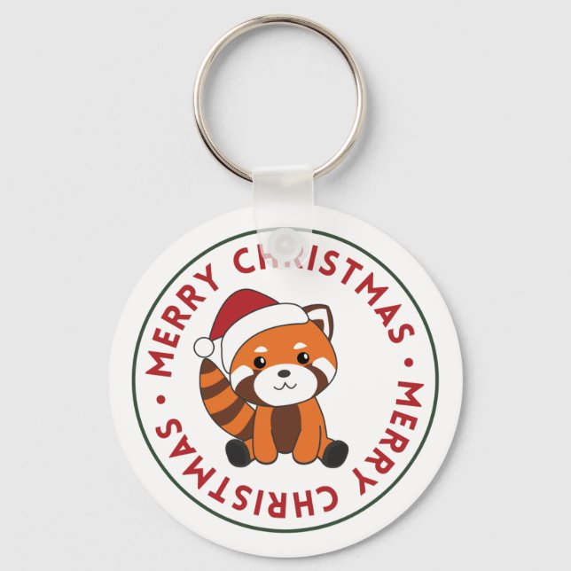 Red Panda Christmas Snow Winter Animals Pandas Key Ring (Front)
