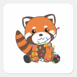 Red Panda Christmas Snow Winter Animals Pandas Square Sticker
