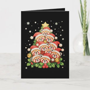 Red Panda Christmas Tree Animal Xmas Light Holiday Card