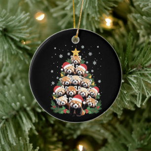 Red Panda Christmas Tree Funny Animal  Ceramic Tree Decoration
