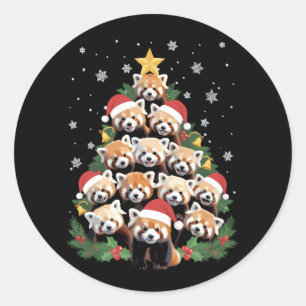 Red Panda Christmas Tree Funny Animal Classic Round Sticker