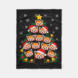 Red Panda Christmas Tree Funny Animal  Fleece Blanket