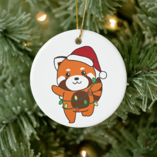 Red Panda Christmas Winter Animals Red Pandas Cera Ceramic Tree Decoration