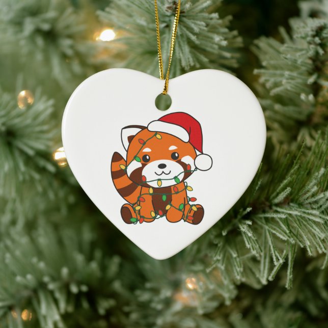 Red Panda Christmas Winter Animals Red Pandas Ceramic Tree Decoration (Tree)