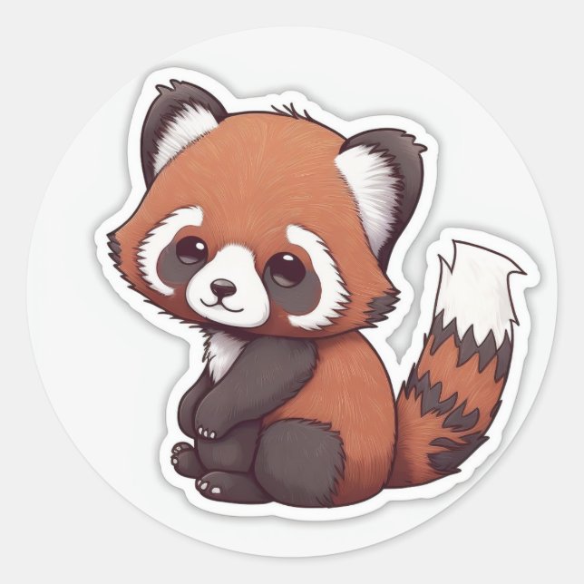 red panda classic round sticker (Front)