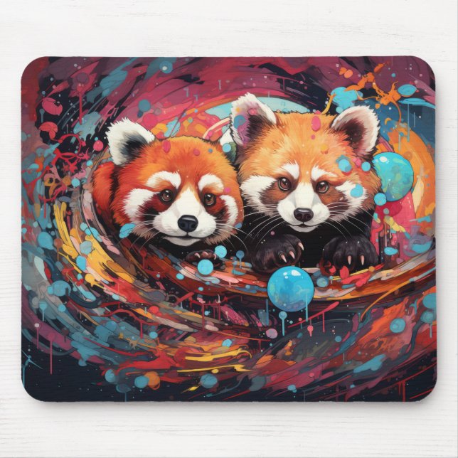Red Panda Colourful Animal Enchanting  Mouse Pad (Front)