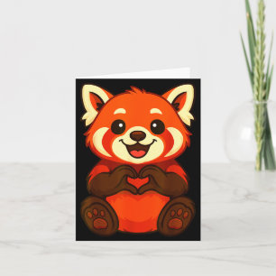 Red Panda Doing Heart With Hands Valentines Day  Card
