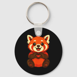 Red Panda Doing Heart With Hands Valentines Day Key Ring