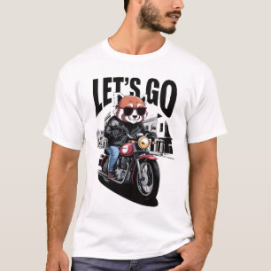 Red Panda driving motorcycle T-Shirt