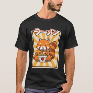 Red Panda Eating Ra Kawaii Japanese Noodles Ra T-Shirt