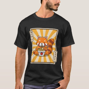 Red Panda Eating Ra Kawaii Japanese Noodles Ra T-Shirt