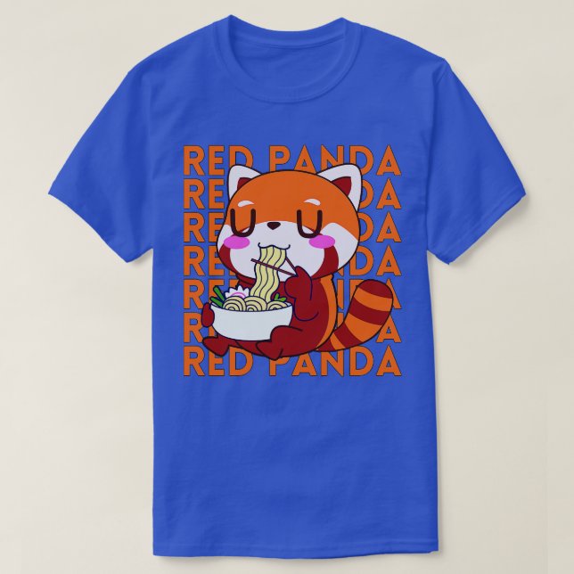 Red Panda Eating Ramen 2 T-Shirt (Design Front)