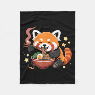 Red Panda Eating Ramen Noodles Fleece Blanket