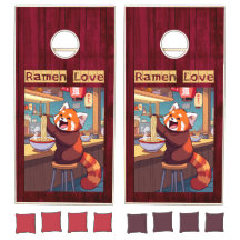 Red Panda Eating Ramen on Red Wood – Ramen Love