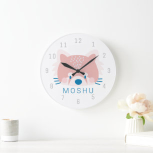 Red Panda Face Head Kids Room Nursery Large Clock