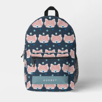Red Panda Face/Head Pattern Navy Blue