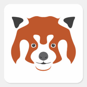 RED PANDA FACE SQUARE STICKER
