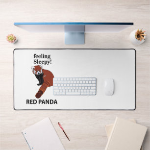 Red Panda Feeling Sleepy Funny Red Panda Desk Mat